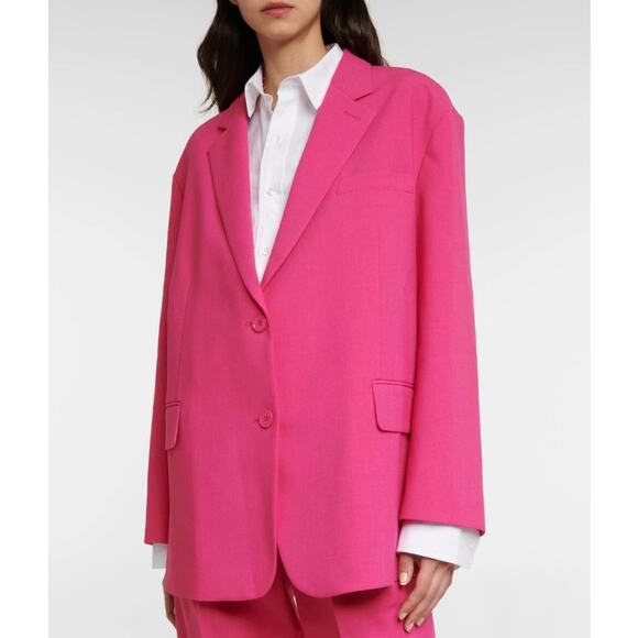 The Frankie Shop Bea Oversized Blazer in Fuschia Hot Pink XXS - Picture 2 of 13